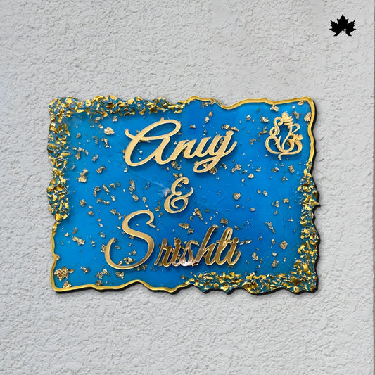 Signature Gold – Custom Nameplate for Main Door | Personalized Home Entrance Plate