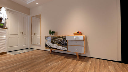 Living Room Console Table – Modern Wood & Resin Storage Cabinet | Fankaarlok