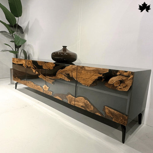 Designer Cabinet for Home – Luxury Wood & Clear Epoxy Storage Unit | Fankaarlok