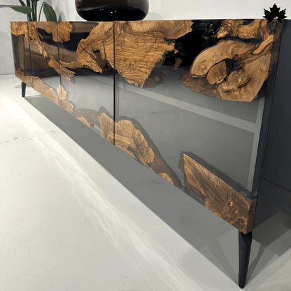 Designer Cabinet for Home – Luxury Wood & Clear Epoxy Storage Unit | Fankaarlok