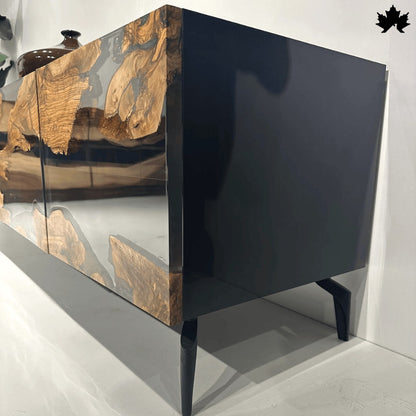 Designer Cabinet for Home – Luxury Wood & Clear Epoxy Storage Unit | Fankaarlok
