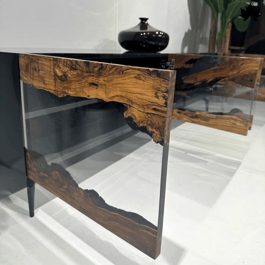 Designer Cabinet for Home – Luxury Wood & Clear Epoxy Storage Unit | Fankaarlok