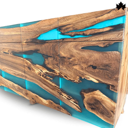Stylish Cabinet Design – Premium Wood & Blue Epoxy Storage Cabinet | Fankaarlok