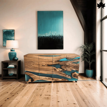 Stylish Cabinet Design – Premium Wood & Blue Epoxy Storage Cabinet | Fankaarlok