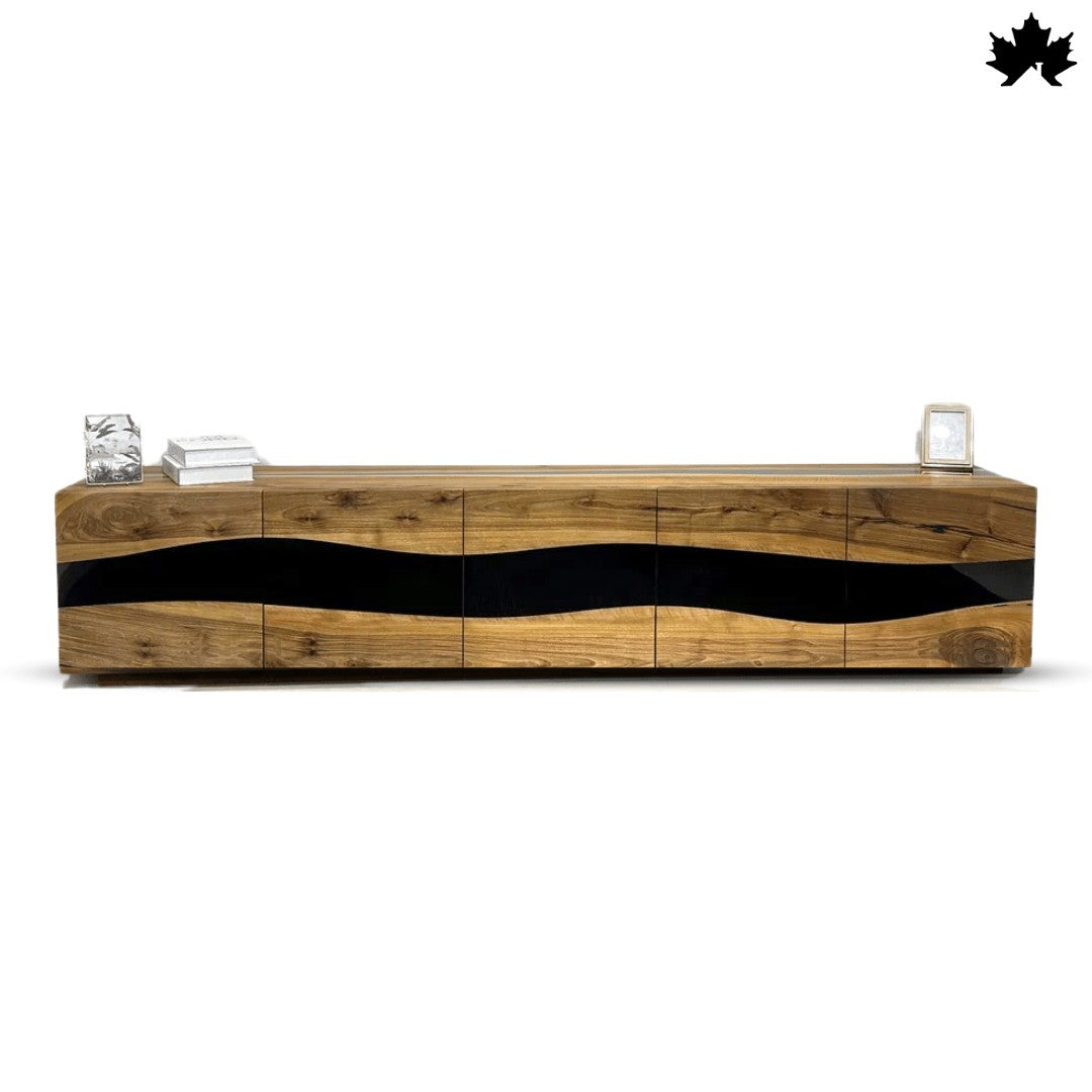 Modern TV Cabinet Design – Solid Wood & Black Resin TV Unit | Fankaarlok