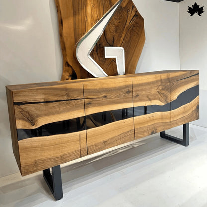 Modern TV Cabinet Design – Solid Wood & Black Resin TV Unit | Fankaarlok