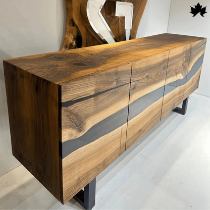 Modern TV Cabinet Design – Solid Wood & Black Resin TV Unit | Fankaarlok