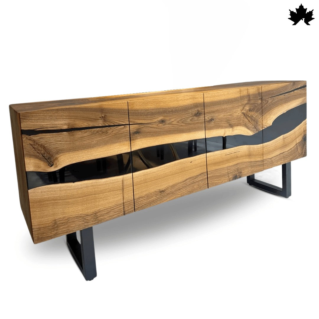Modern TV Cabinet Design – Solid Wood & Black Resin TV Unit | Fankaarlok