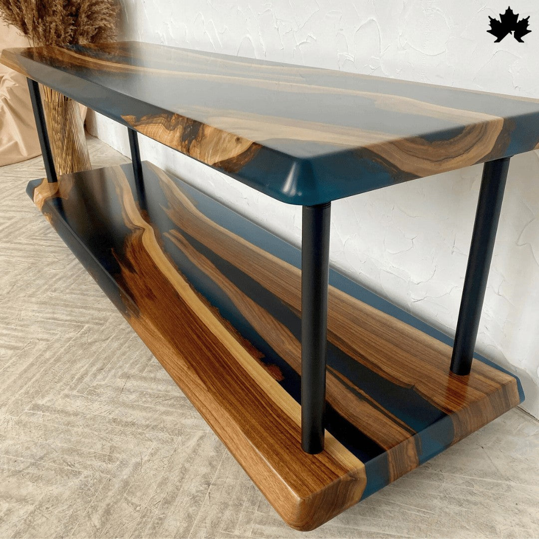 Living Room Accent Table – Resin & Wood Statement Console | Fankaarlok