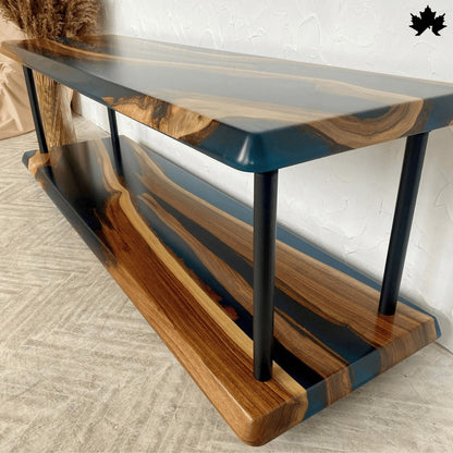 Living Room Accent Table – Resin & Wood Statement Console | Fankaarlok