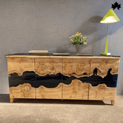 Dining Room Storage Cabinet – Luxury Wood & Black Epoxy Sideboard | Fankaarlok