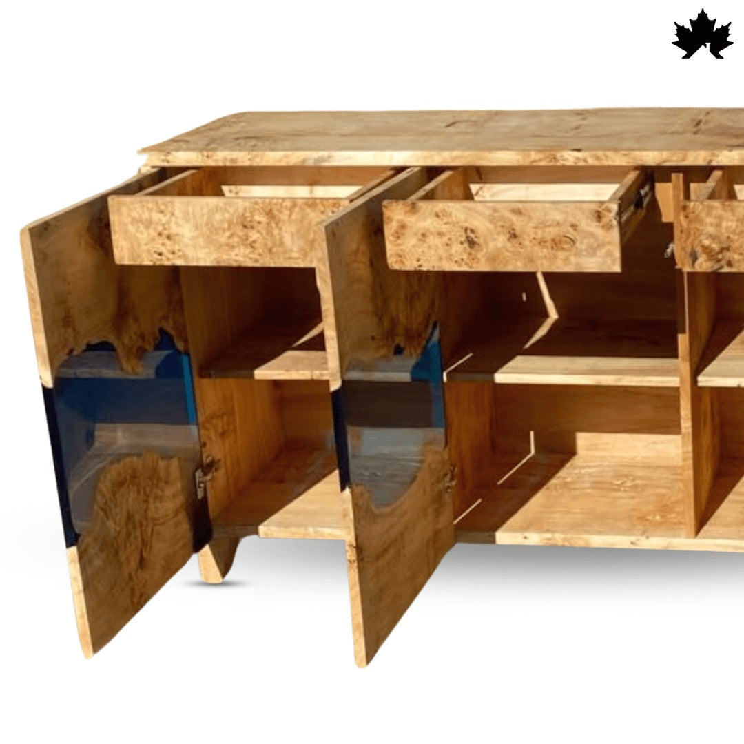 Dining Room Storage Cabinet – Luxury Wood & Black Epoxy Sideboard | Fankaarlok