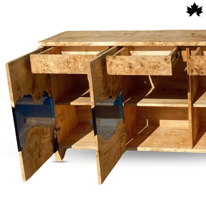 Dining Room Storage Cabinet – Luxury Wood & Black Epoxy Sideboard | Fankaarlok