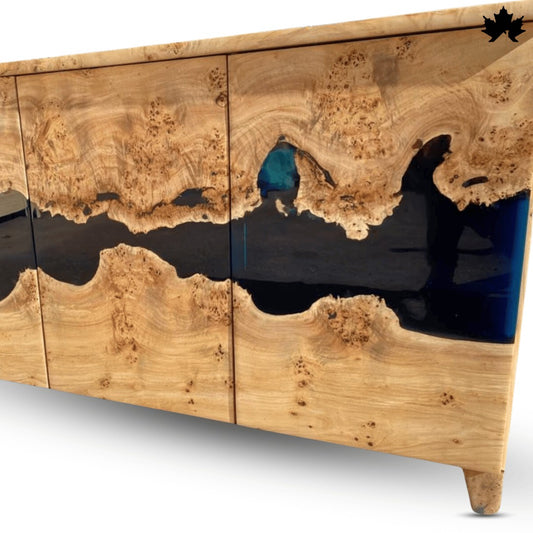 Dining Room Storage Cabinet – Luxury Wood & Black Epoxy Sideboard | Fankaarlok