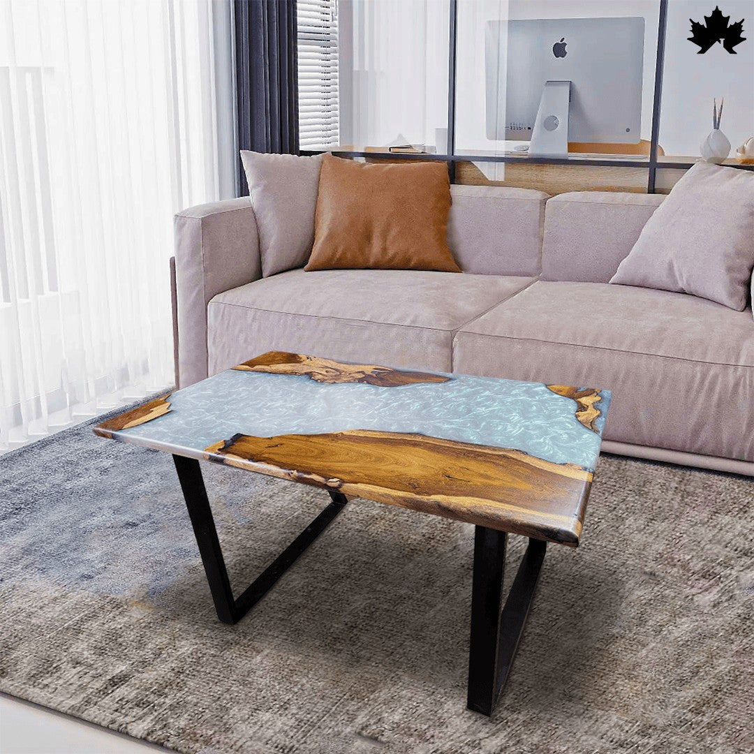 Rustic River Flow – Wooden Center Table for Living Room | Fankaarlok