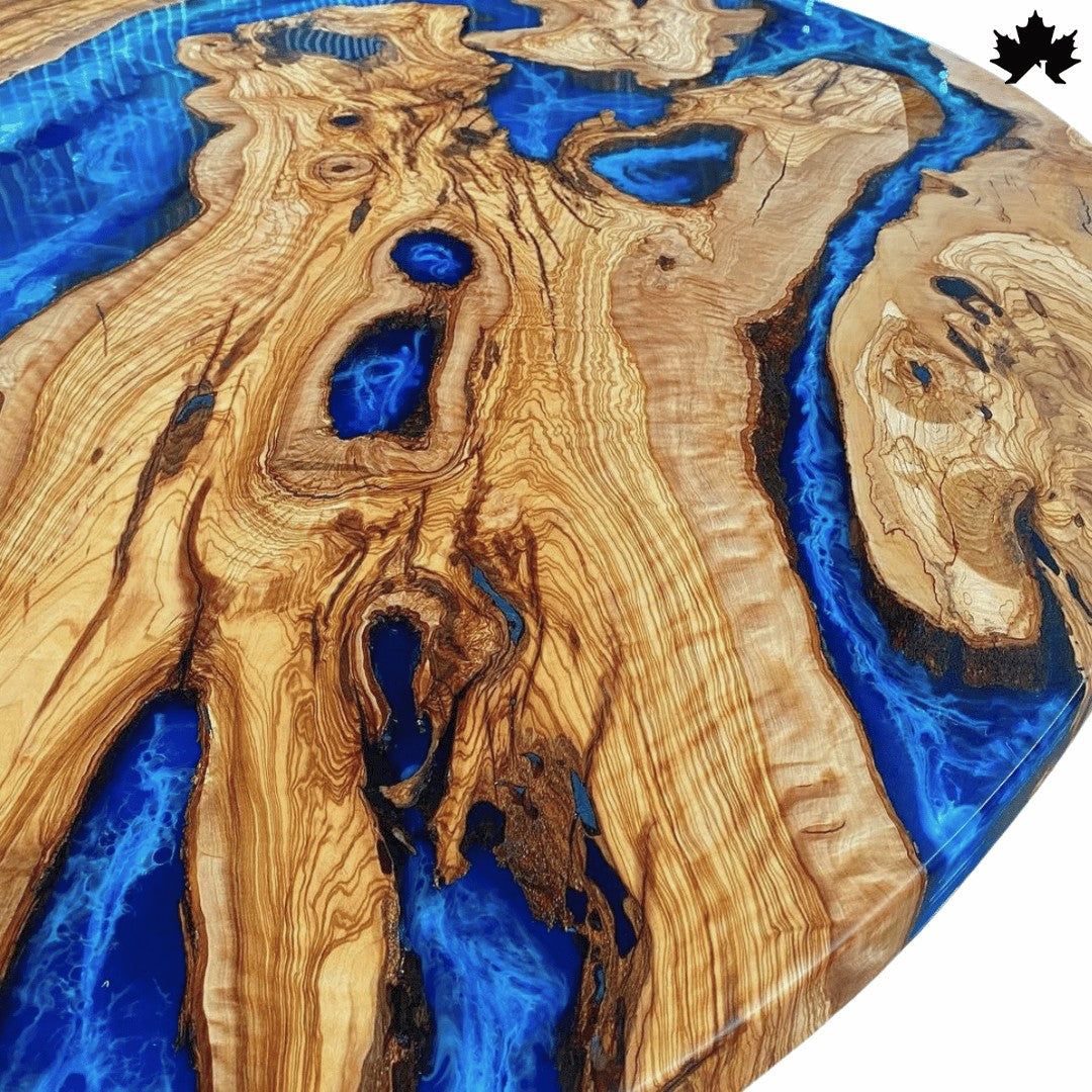 Azure Drift – Round Resin Wood Center Table | Fankaarlok
