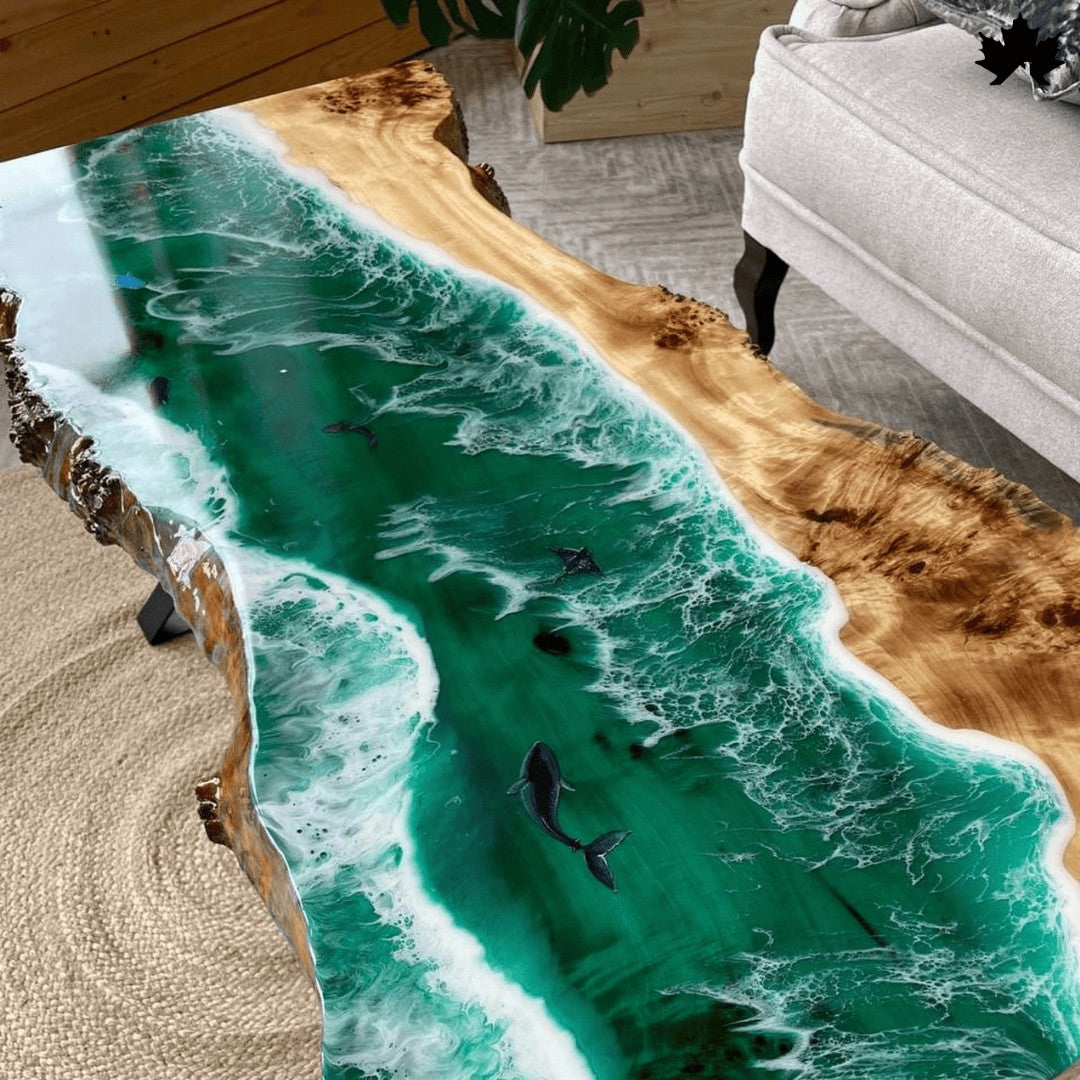 Emerald Tide – Premium Ocean Table with Resin Art | Fankaarlok