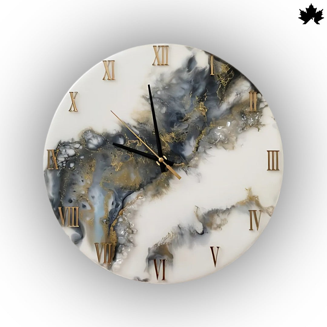 Marble Swirl Resin Clock – Stylish Wall Clock for Bedroom by Fankaarlok