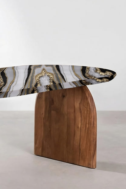 Resin Wood Dining Table – Luxury Geode-Inspired Epoxy Dining Table | Fankaarlok