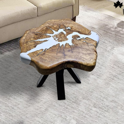 Natural Wood Coffee Table – Live Edge Epoxy Accent Table | Fankaarlok