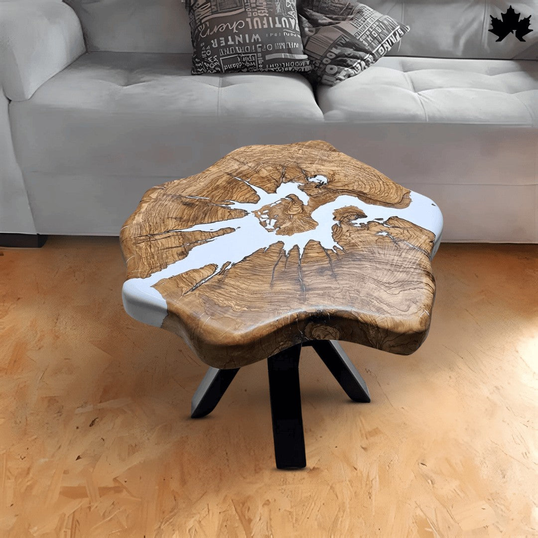 Natural Wood Coffee Table – Live Edge Epoxy Accent Table | Fankaarlok