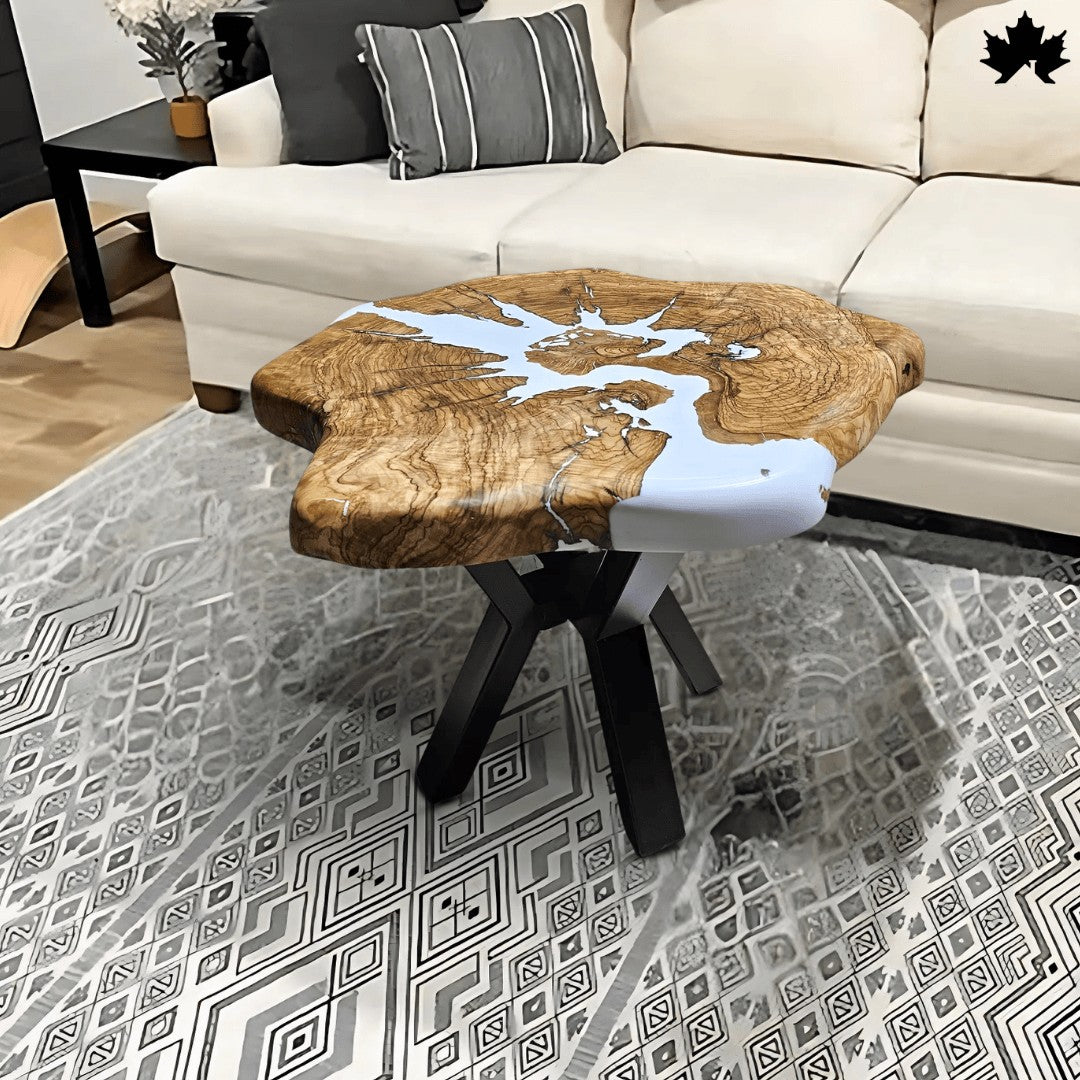 Natural Wood Coffee Table – Live Edge Epoxy Accent Table | Fankaarlok