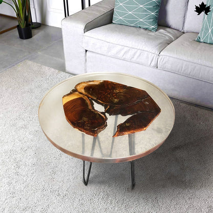 Aurora – Round Resin Wood Coffee Table | Luxury Living Room Furniture
