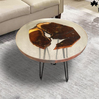 Aurora – Round Resin Wood Coffee Table | Luxury Living Room Furniture
