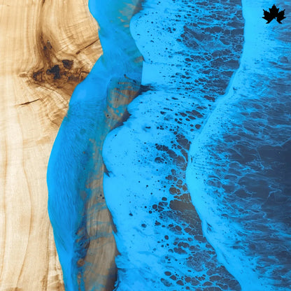 Unique Hallway Entry Console – Live Edge Wood & Blue Resin Table | Fankaarlok