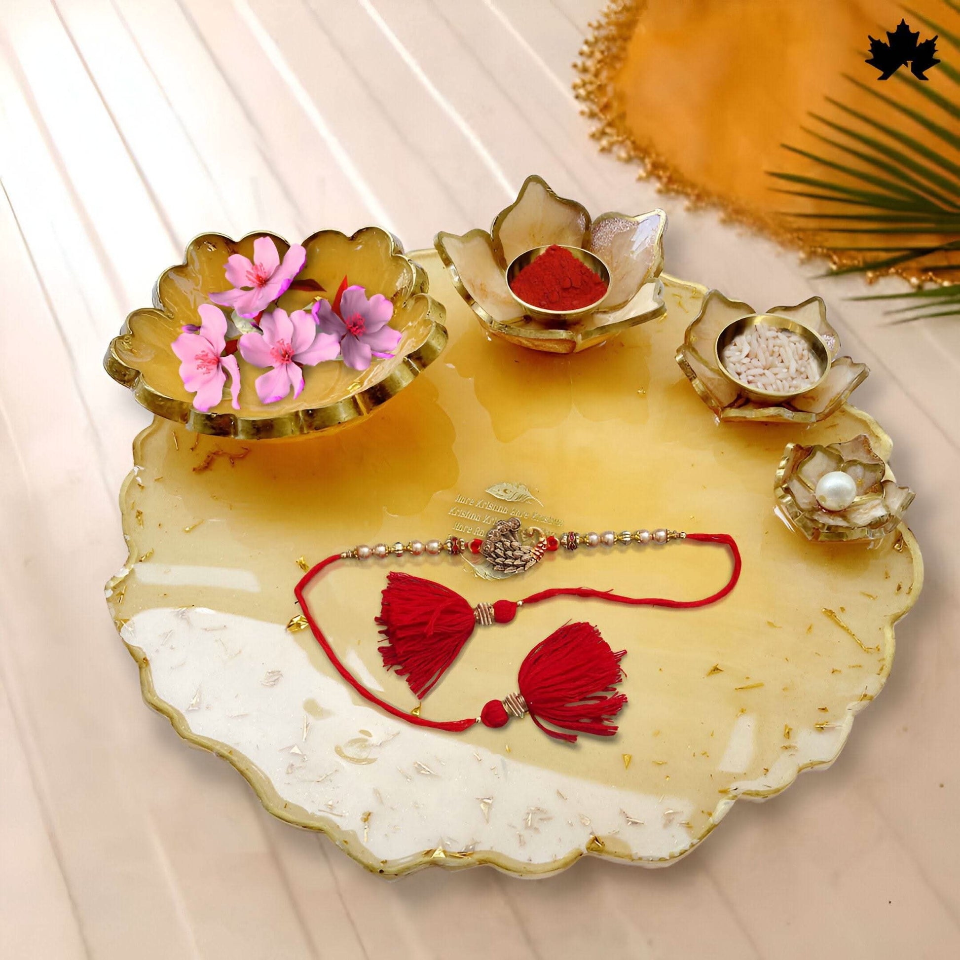 Buy Pooja Thali Online India | Luxury Designer Pooja Thali with Bowls - Fankaarlok