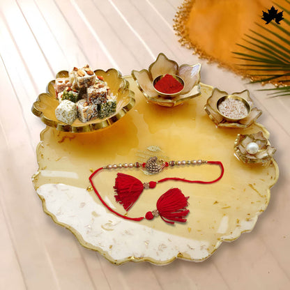 Buy Pooja Thali Online India | Luxury Designer Pooja Thali with Bowls - Fankaarlok