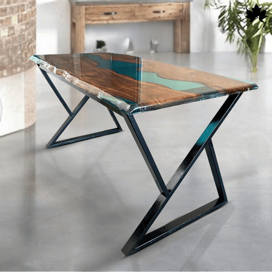 Luxury Wooden Table for Dining Room – Teal River Epoxy Dining Table | Fankaarlok