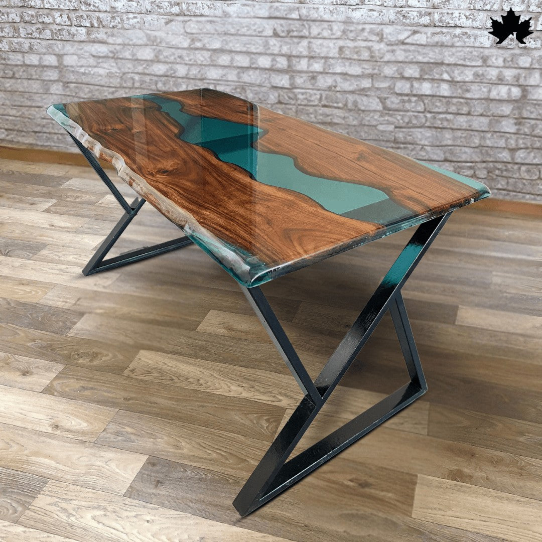 Luxury Wooden Table for Dining Room – Teal River Epoxy Dining Table | Fankaarlok
