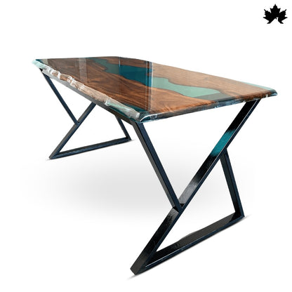 Luxury Wooden Table for Dining Room – Teal River Epoxy Dining Table | Fankaarlok