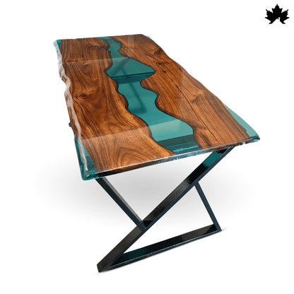 Luxury Wooden Table for Dining Room – Teal River Epoxy Dining Table | Fankaarlok