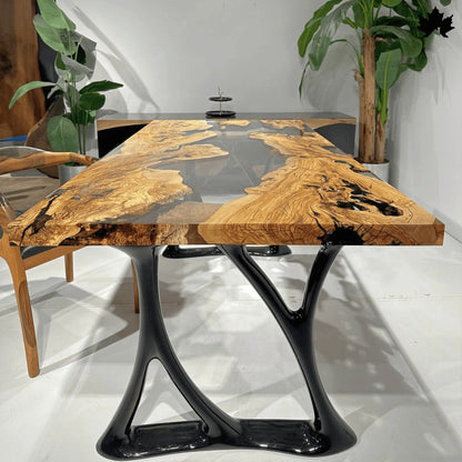 Luxury Dining Table in Zirakpur – Olive Wood Epoxy River Table | Fankaarlok