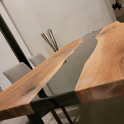Contemporary Dining Table – Black Epoxy River Table | Fankaarlok