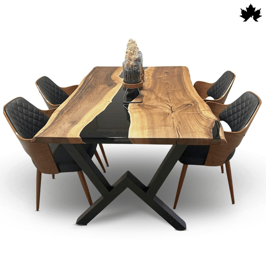 Contemporary Dining Table – Black Epoxy River Table | Fankaarlok