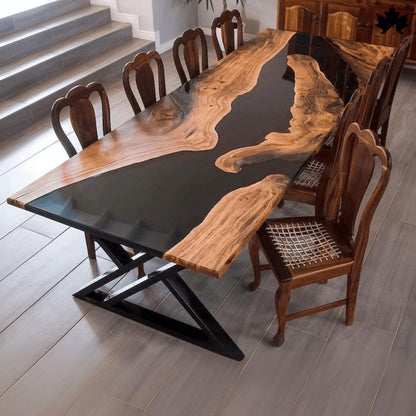 Premium Dining Table Black – Luxury Black Epoxy Dining Table | Fankaarlok