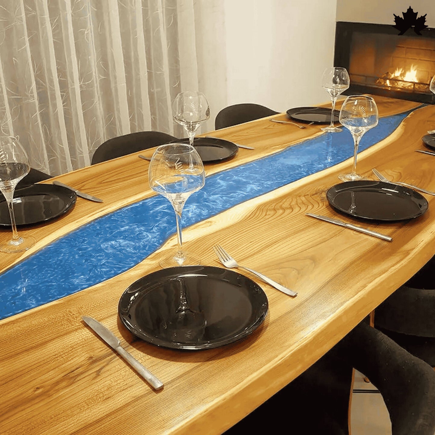 Luxury Dining Table India – Blue Solid Wood Designer Table | Fankaarlok