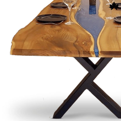 Luxury Dining Table India – Blue Solid Wood Designer Table | Fankaarlok