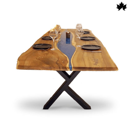 Luxury Dining Table India – Blue Solid Wood Designer Table | Fankaarlok