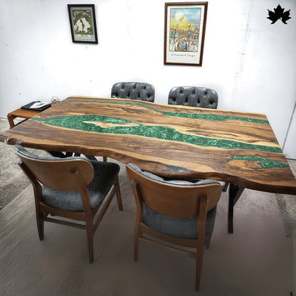 Teak Wood Dining Table – Handcrafted Epoxy Teak Dining Table | Fankaarlok
