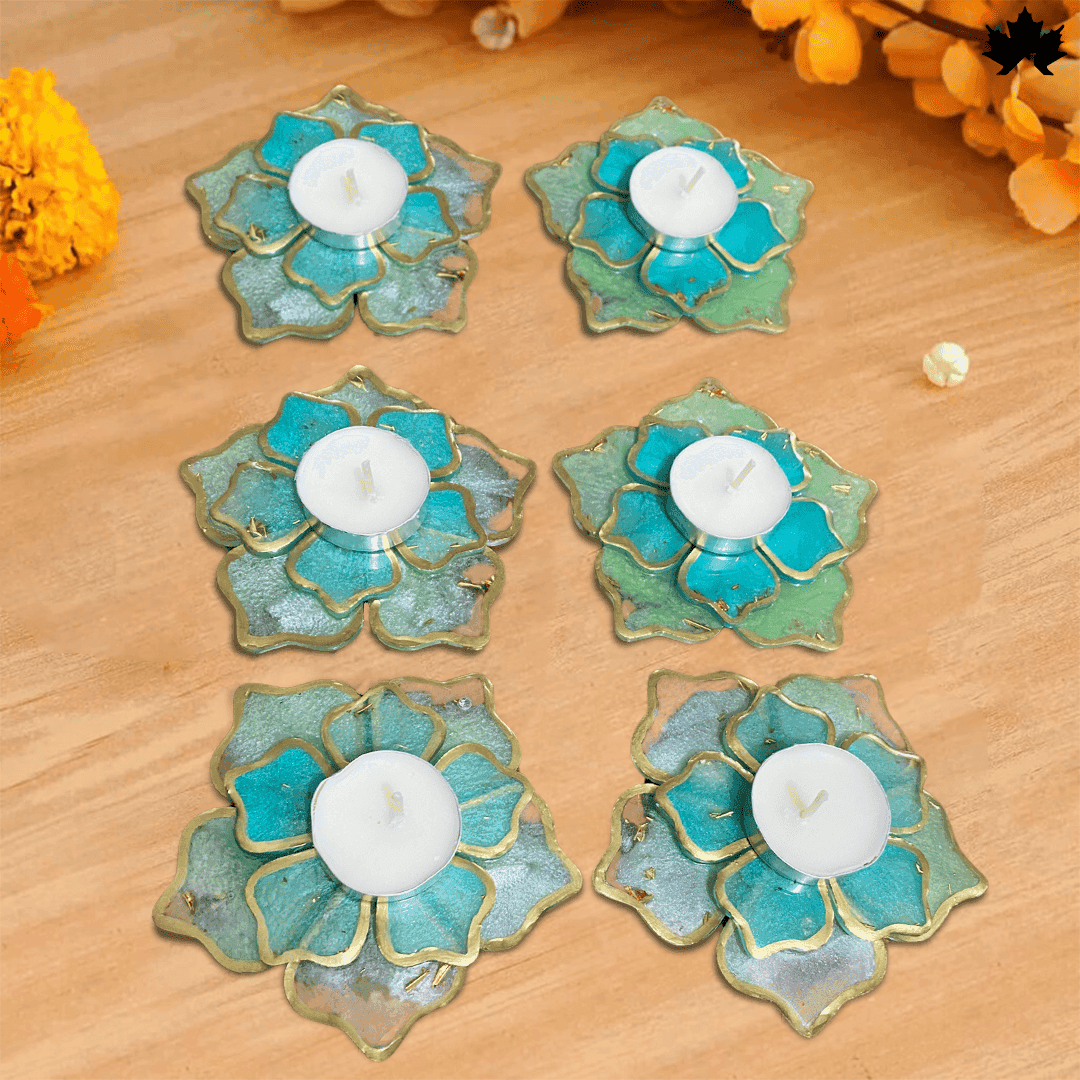 Aqua Wave Essence- Set of 6 Diya Holder - Fankaarlok
