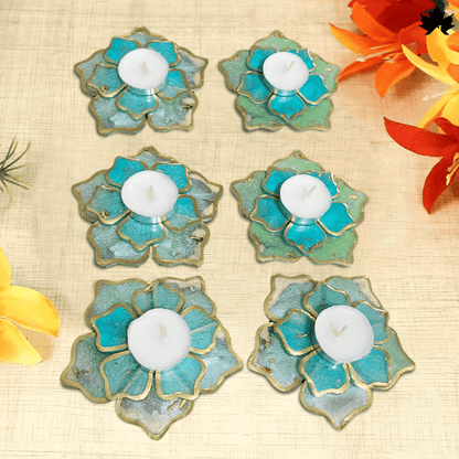 Aqua Wave Essence- Set of 6 Diya Holder - Fankaarlok