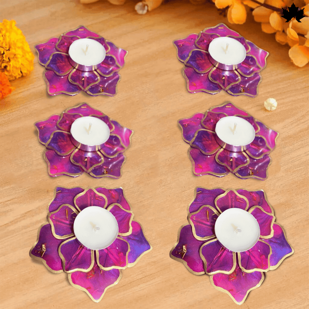 Mystic Bloom Elegance- Set of 6 Diya Holders - Fankaarlok