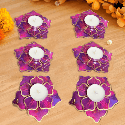 Mystic Bloom Elegance- Set of 6 Diya Holders - Fankaarlok
