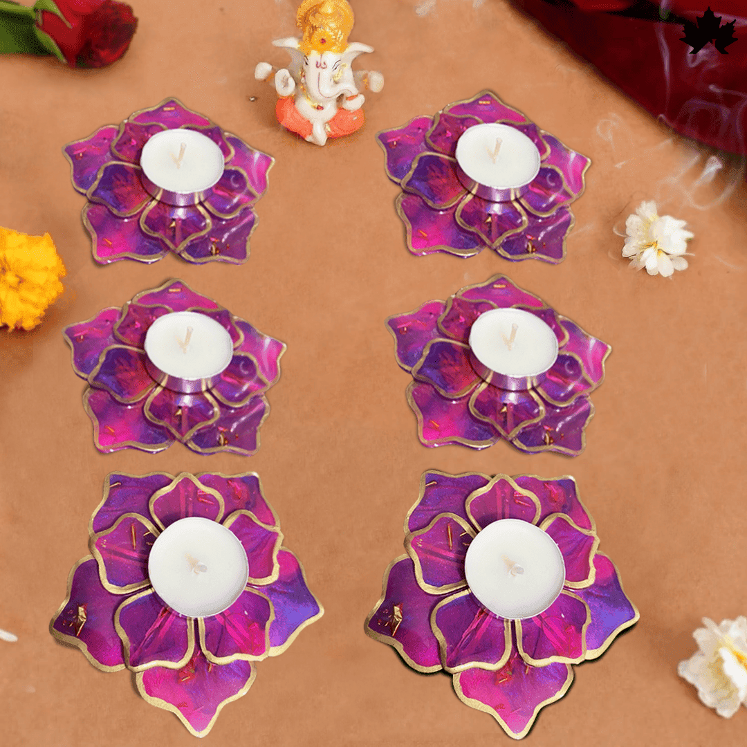 Mystic Bloom Elegance- Set of 6 Diya Holders - Fankaarlok