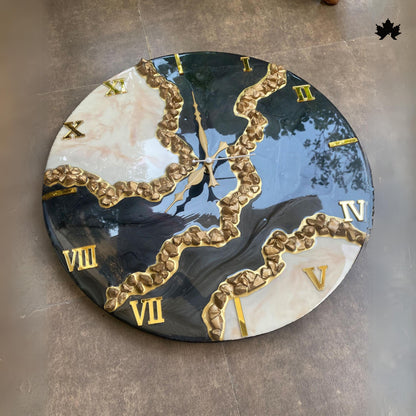 Luxury Resin Art Clock – Marble Texture Finish | Designer Wall Clock by Fankaarlok