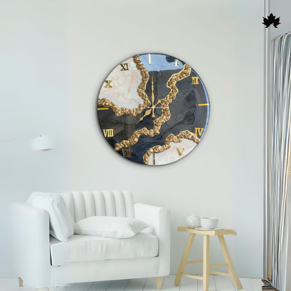 Luxury Resin Art Clock – Marble Texture Finish | Designer Wall Clock by Fankaarlok